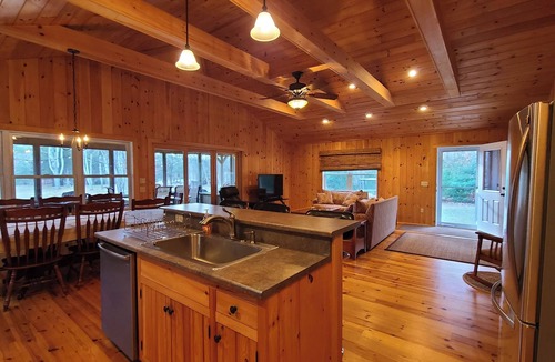Voluntown Cabin | Waterfront 2-bedroom modern cabin on 11+ acre estate on beautiful Beach Pond