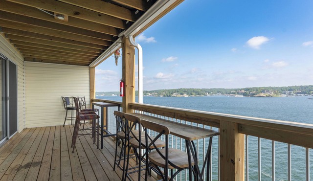 Bldg 10-Large DECK-2 Pools/Sandy Beach Area - Main Channel view Boat slip avail.